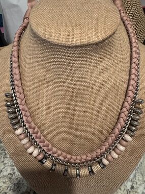 Stella & DotBraided Rose Statement Necklace with Beaded Accents
